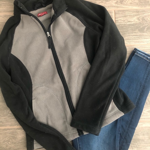 Zip Up Soft Black and Grey Jacket with Pockets - Picture 1 of 3